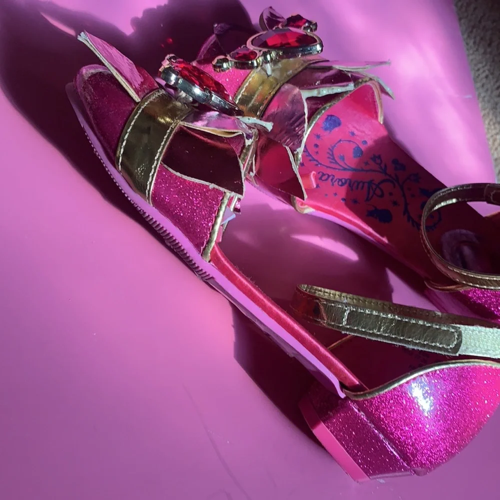 GIRL’S DISNEY PRINCESS AURORA SLEEPING BEAUTY PINK SHOES HALLOWEEN COSTUME 12T